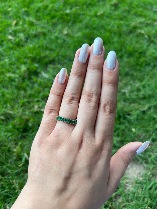 Silver Lined Green Ring