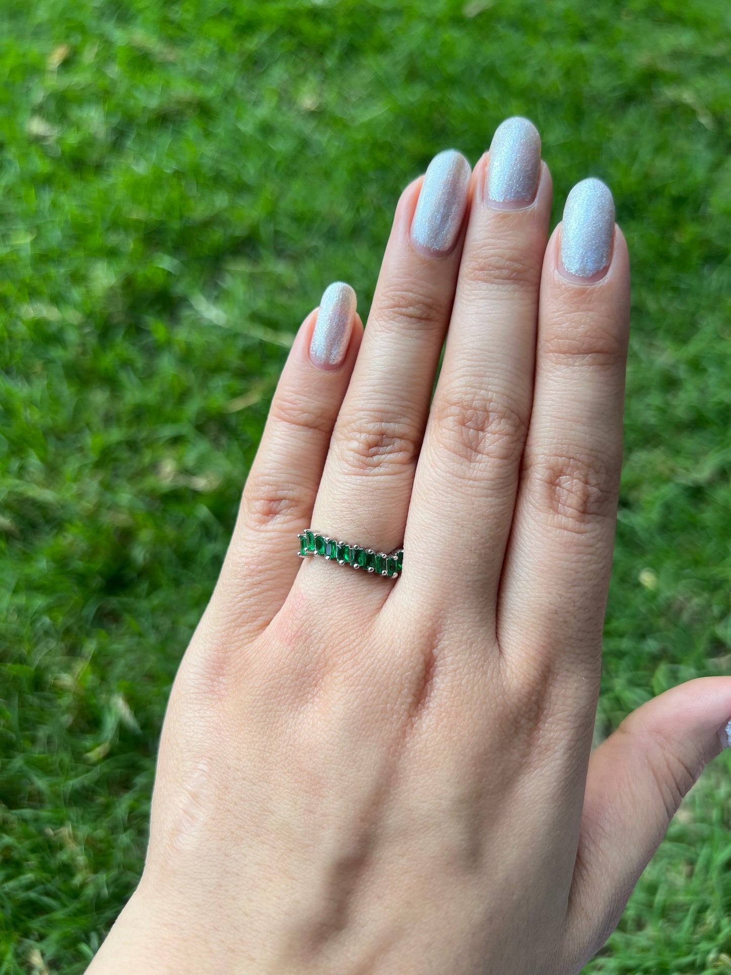 Silver Lined Green Ring
