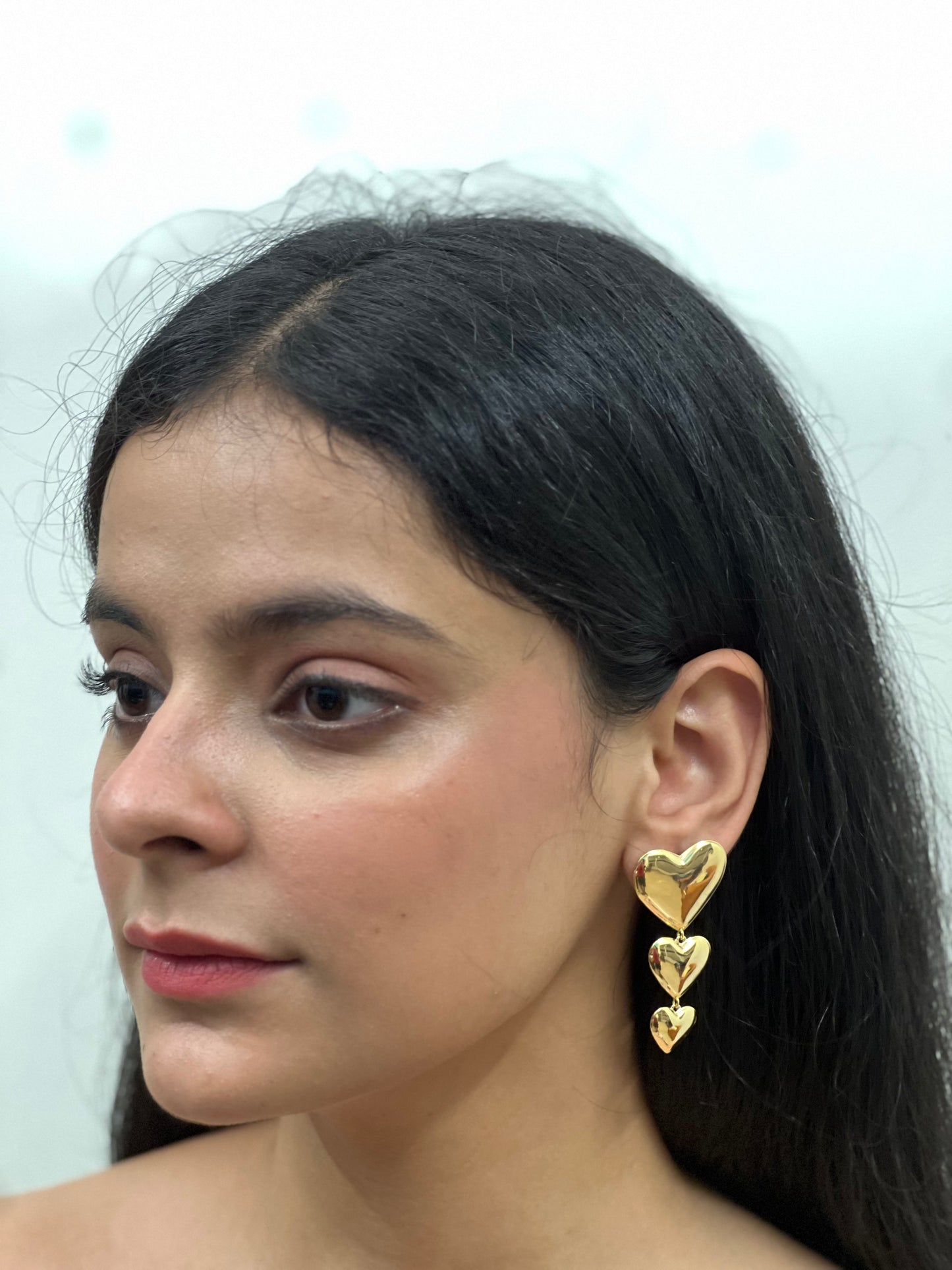 Triple Layer Heart Earrings