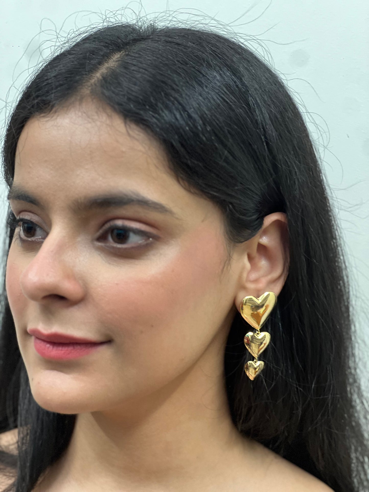 Triple Layer Heart Earrings