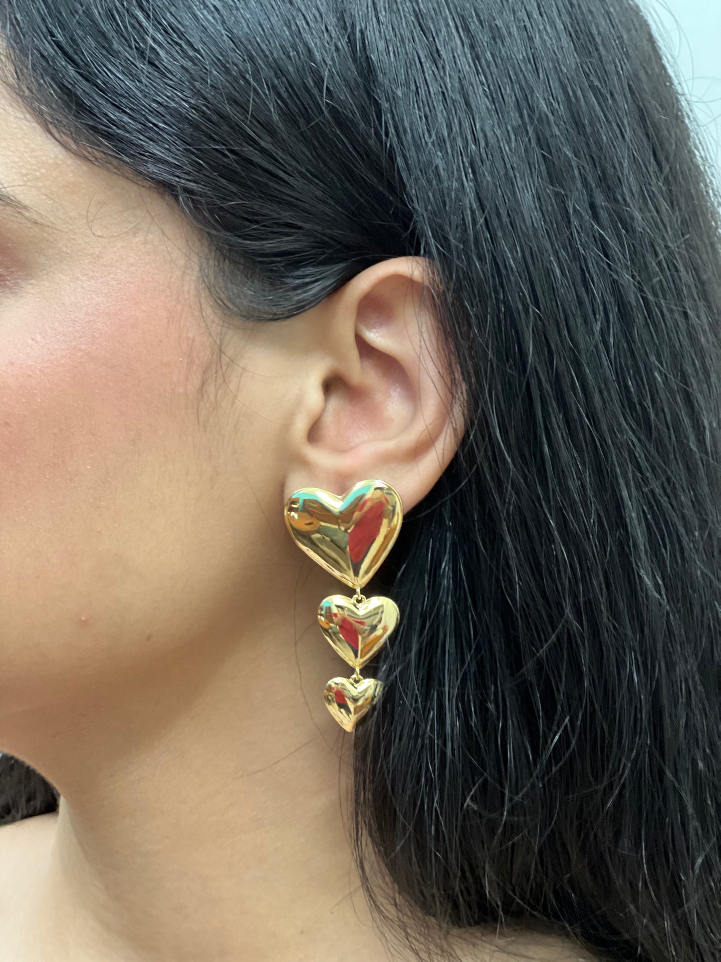Triple Layer Heart Earrings