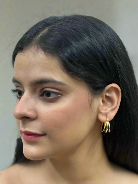 Three Layered Gold Hoops