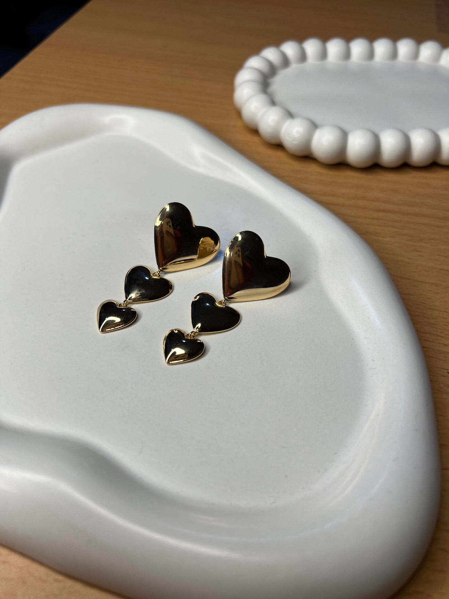Triple Layer Heart Earrings