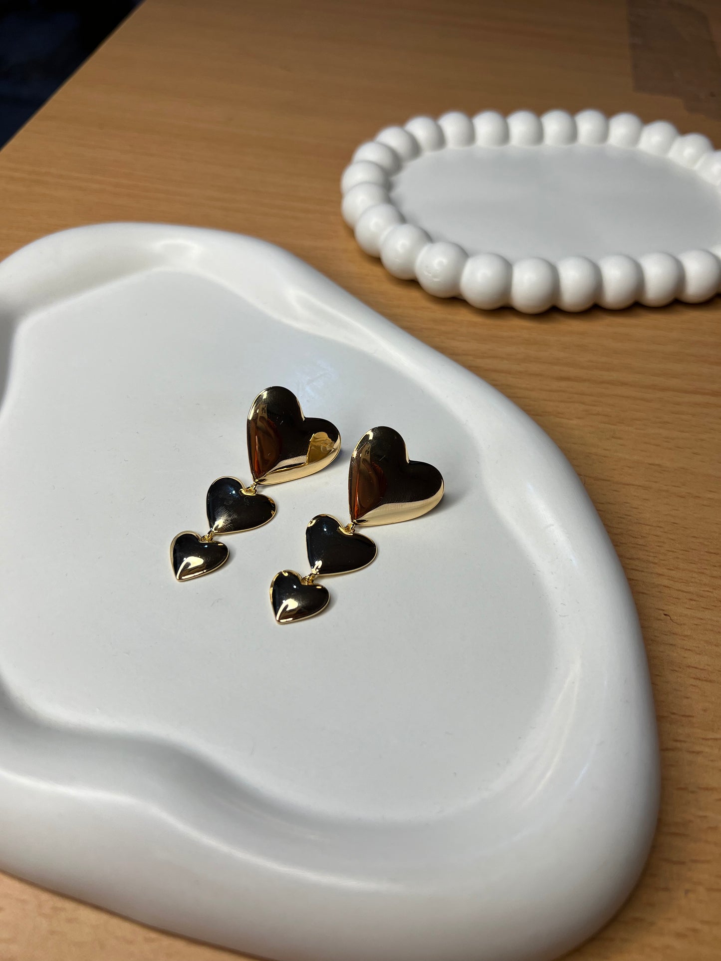 Triple Layer Heart Earrings