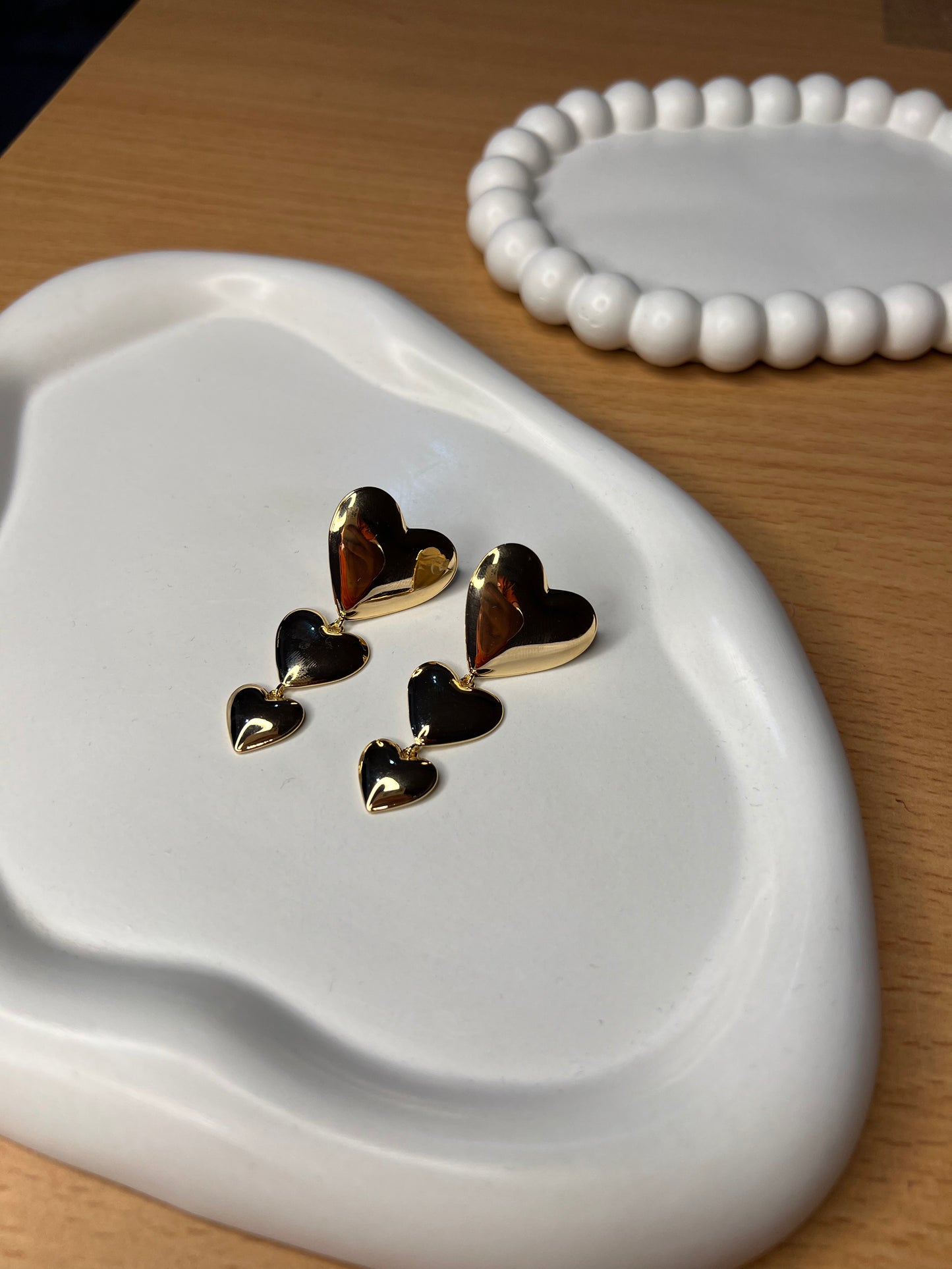 Triple Layer Heart Earrings