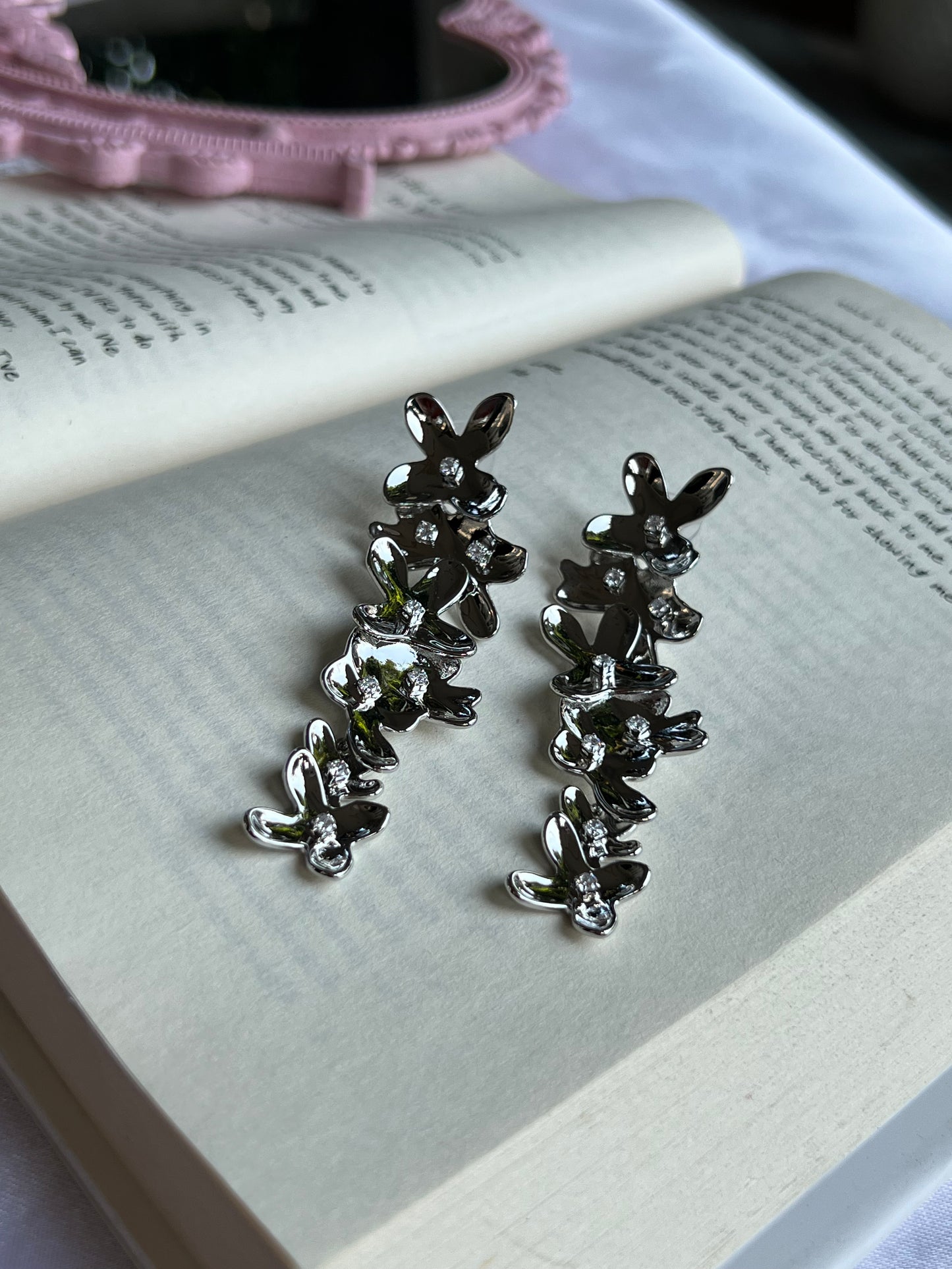 Enchanted Silver Petal Earrings