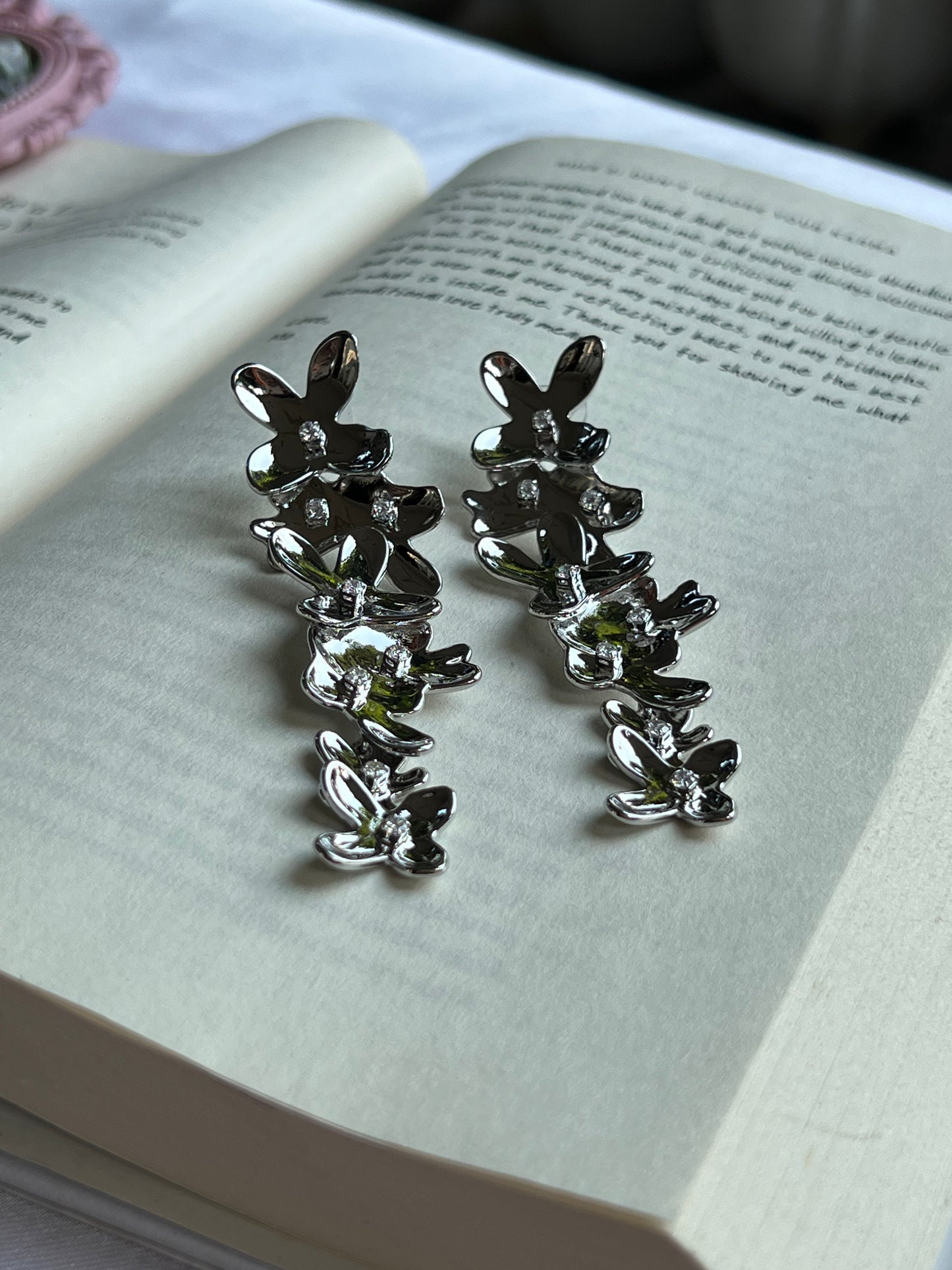 Enchanted Silver Petal Earrings