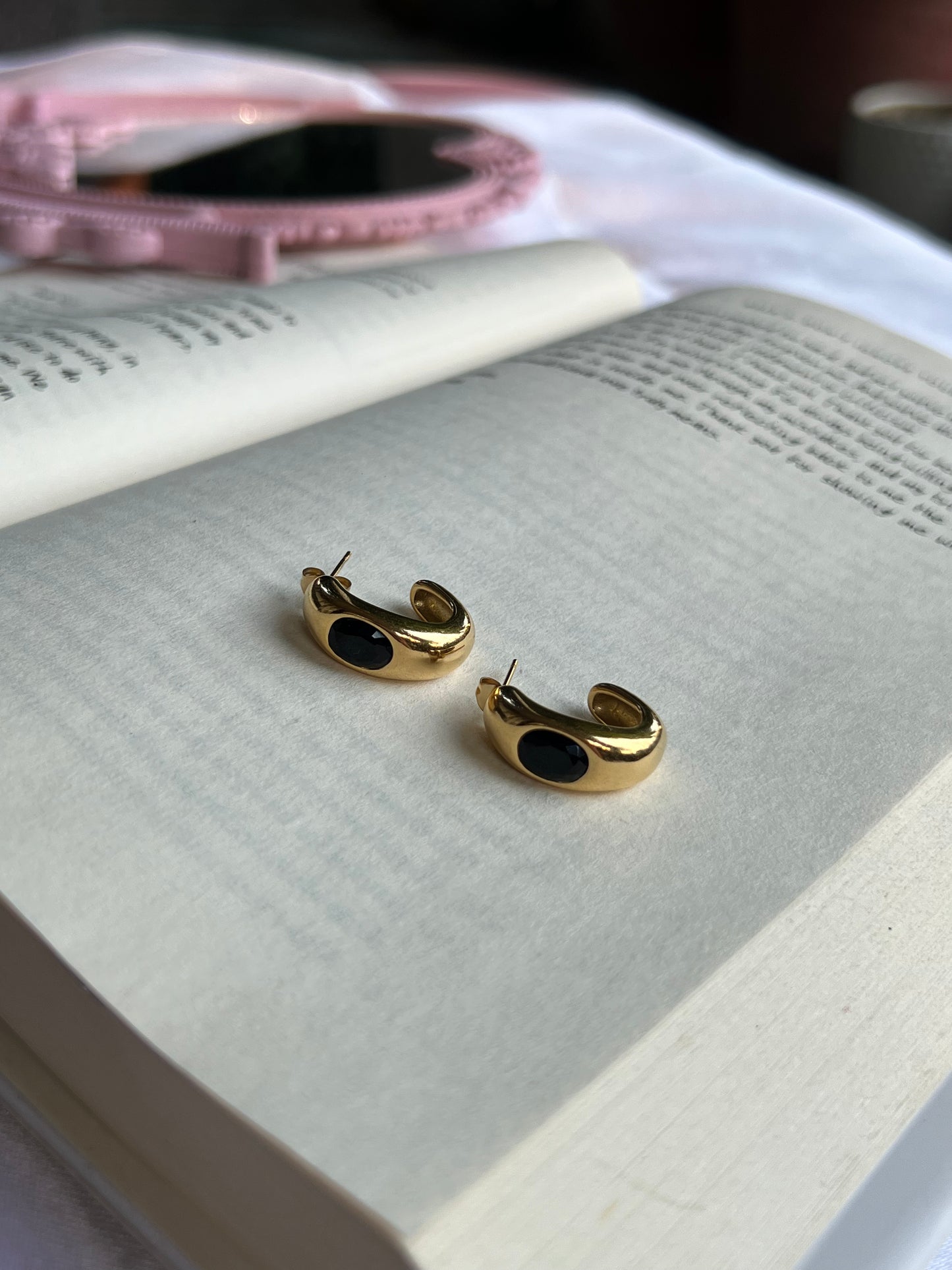 Black Studded Amara Hoops