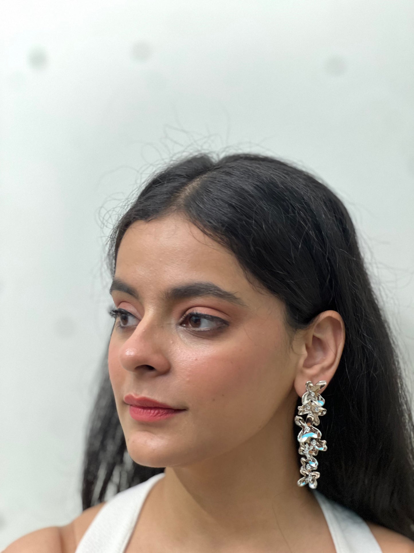 Enchanted Silver Petal Earrings