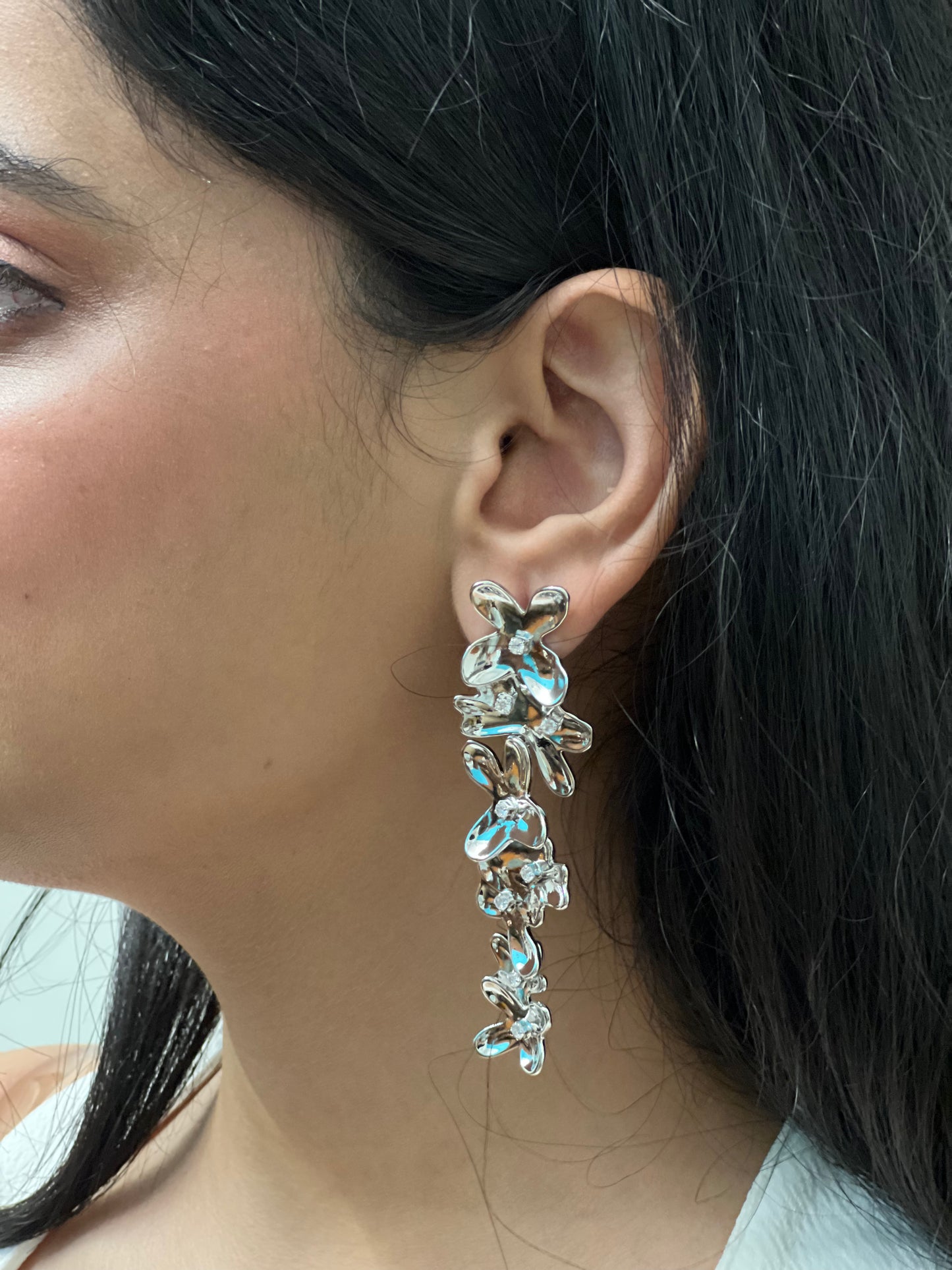 Enchanted Silver Petal Earrings