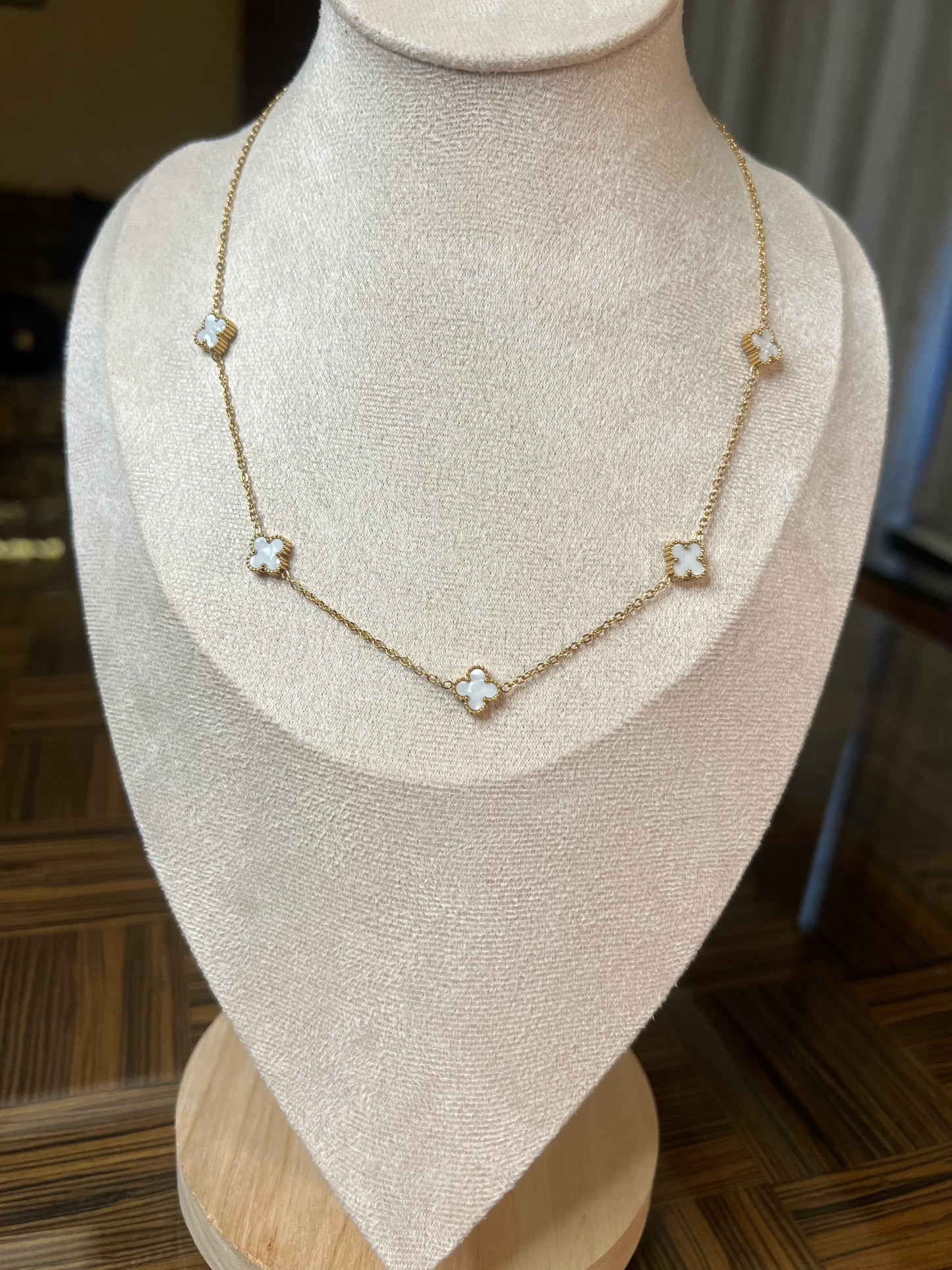 Mini White Clover Necklace