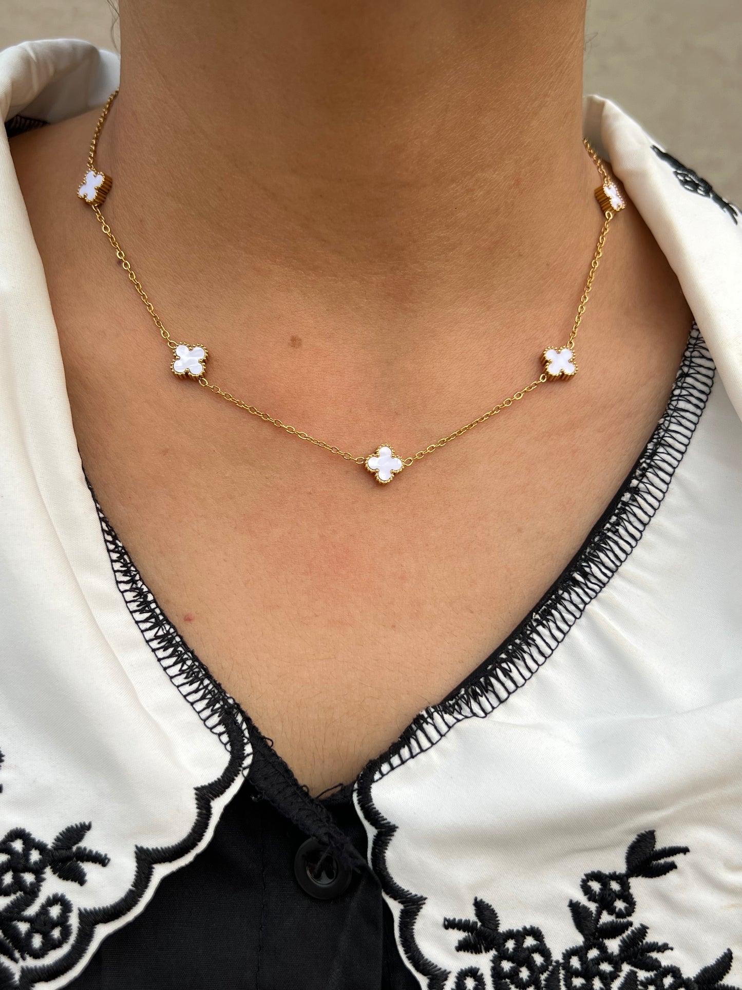 Mini White Clover Necklace