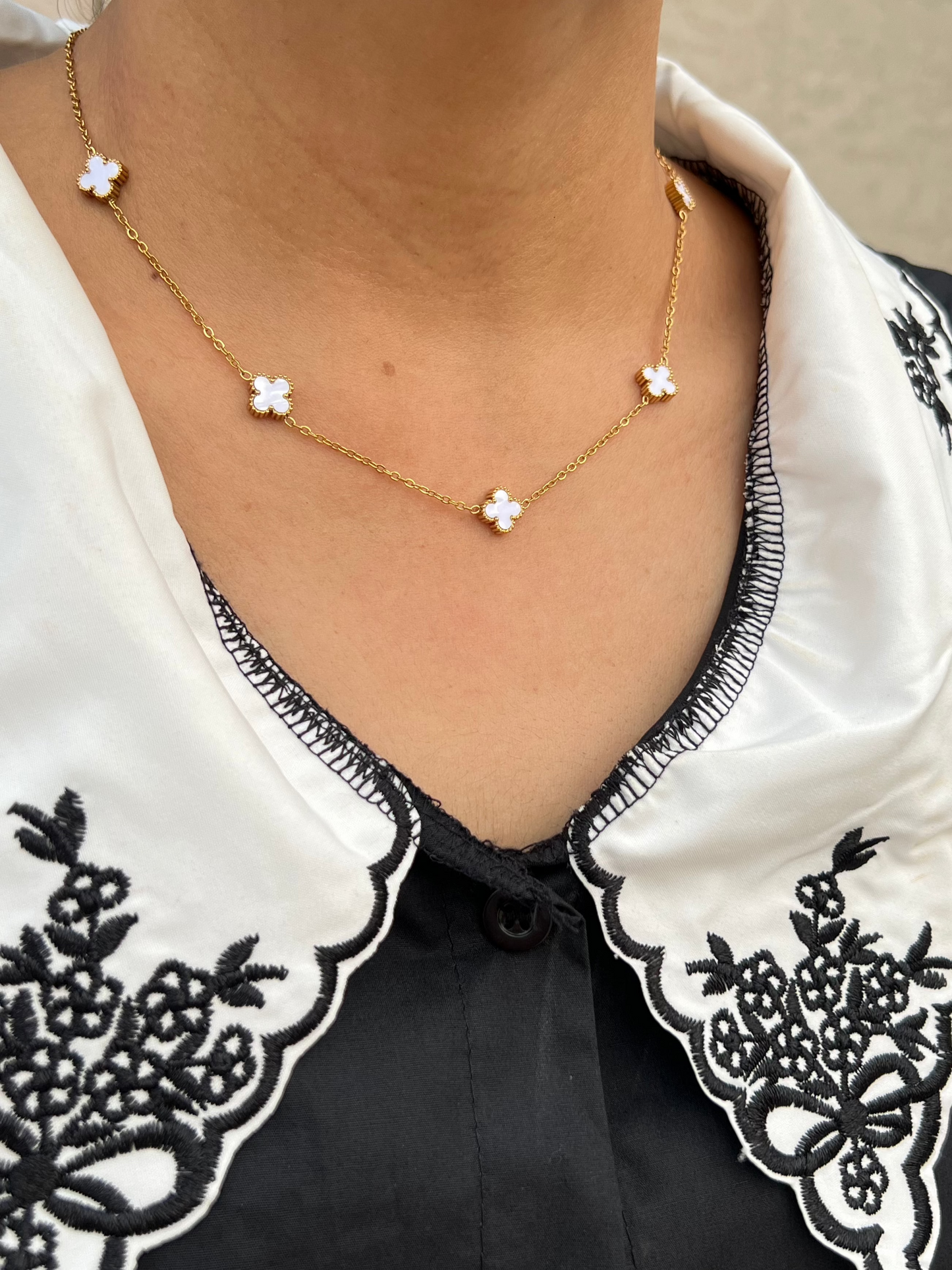 Mini White Clover Necklace