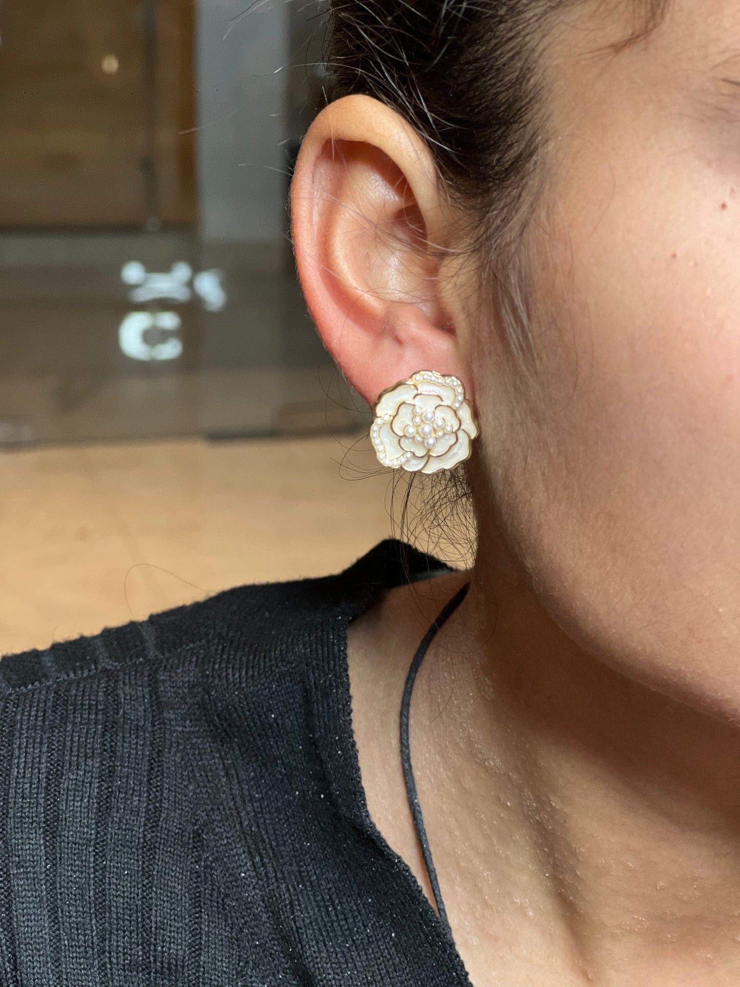 White Rose Earrings