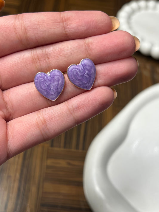 Purple Heart Earrings