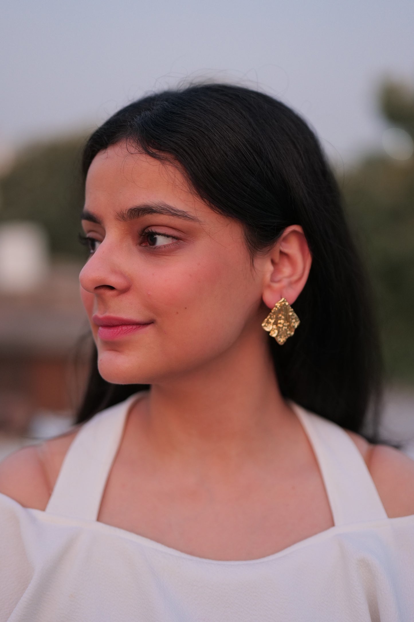 Elora Textured Square Earrings
