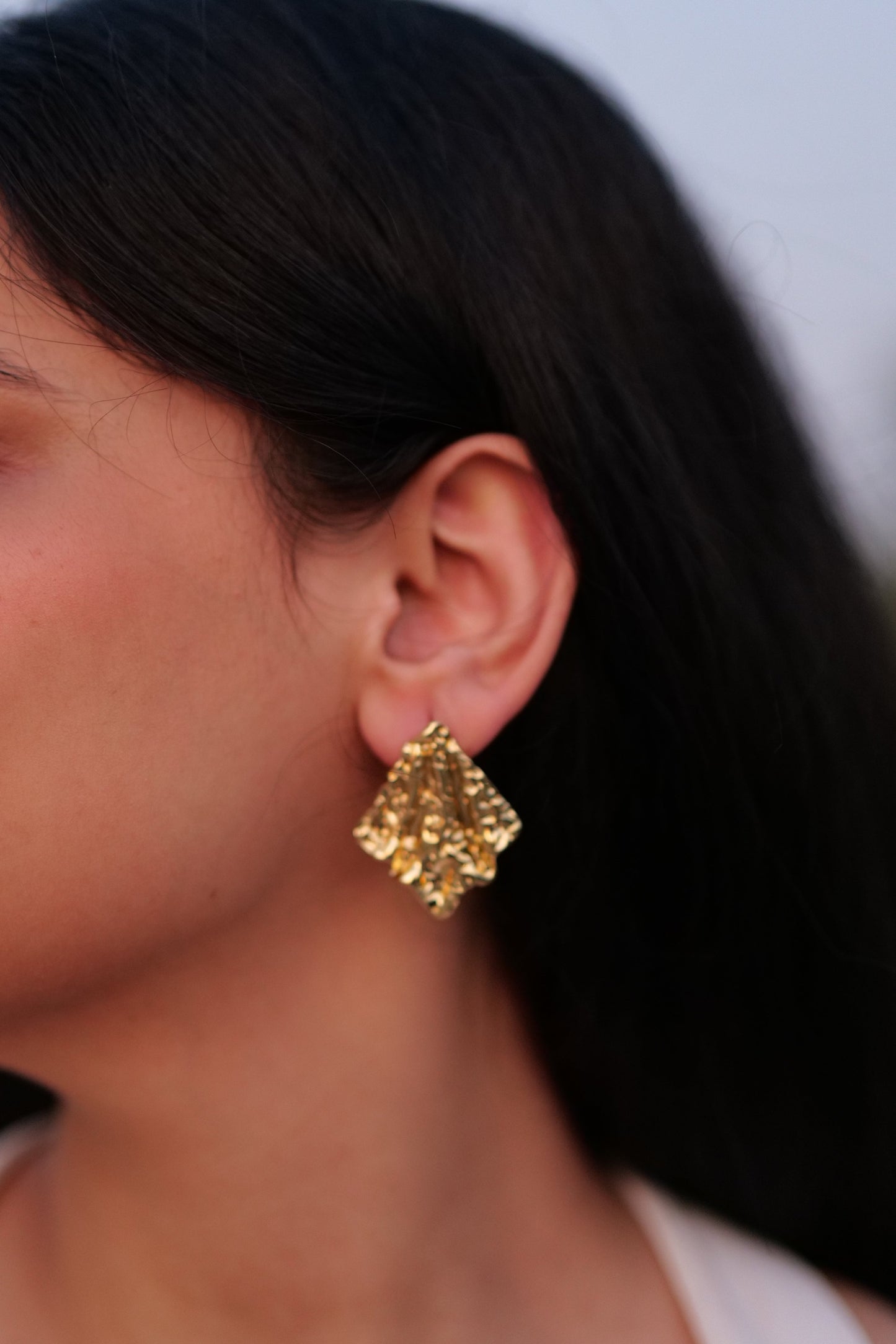Elora Textured Square Earrings