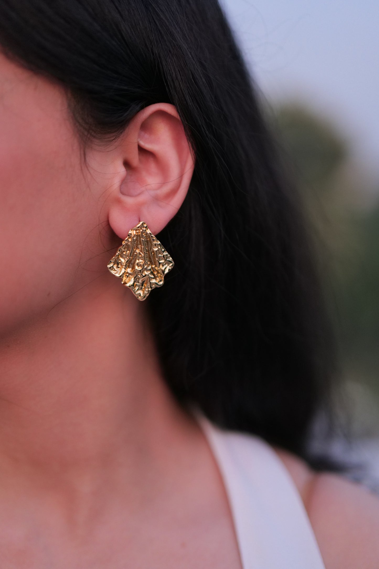 Elora Textured Square Earrings