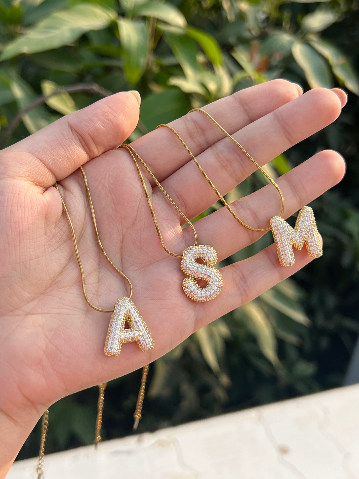 Rhinestone Studded Initial Bubble Pendant