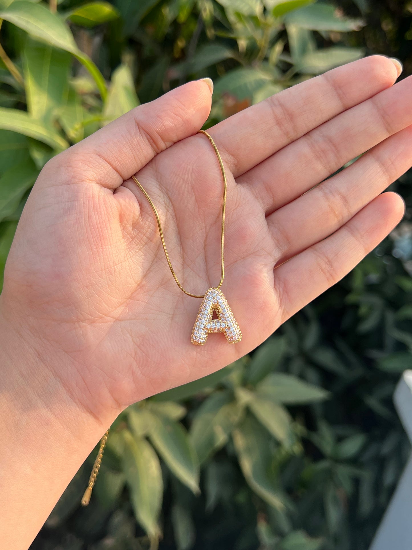Rhinestone Studded Initial Bubble Pendant