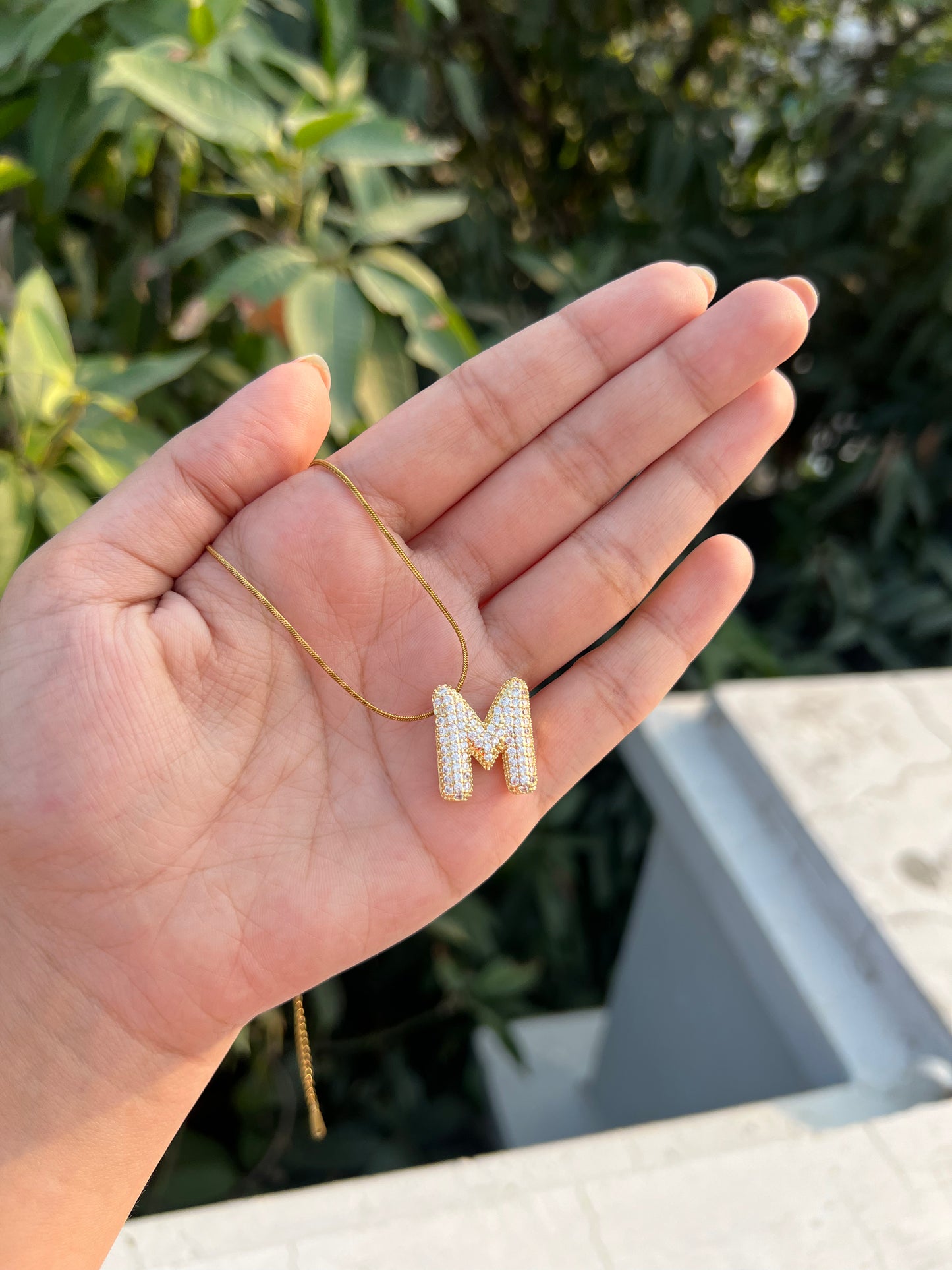 Rhinestone Studded Initial Bubble Pendant