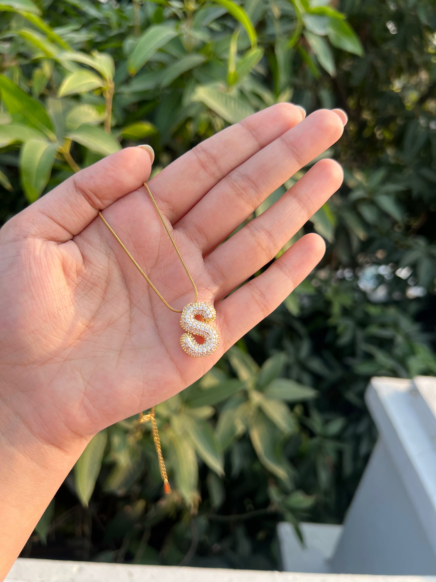 Rhinestone Studded Initial Bubble Pendant