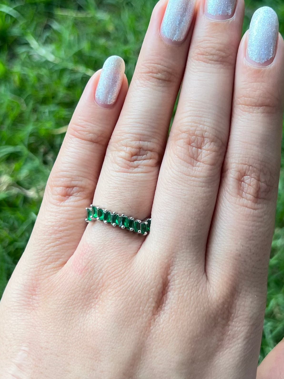 Silver Lined Green Ring