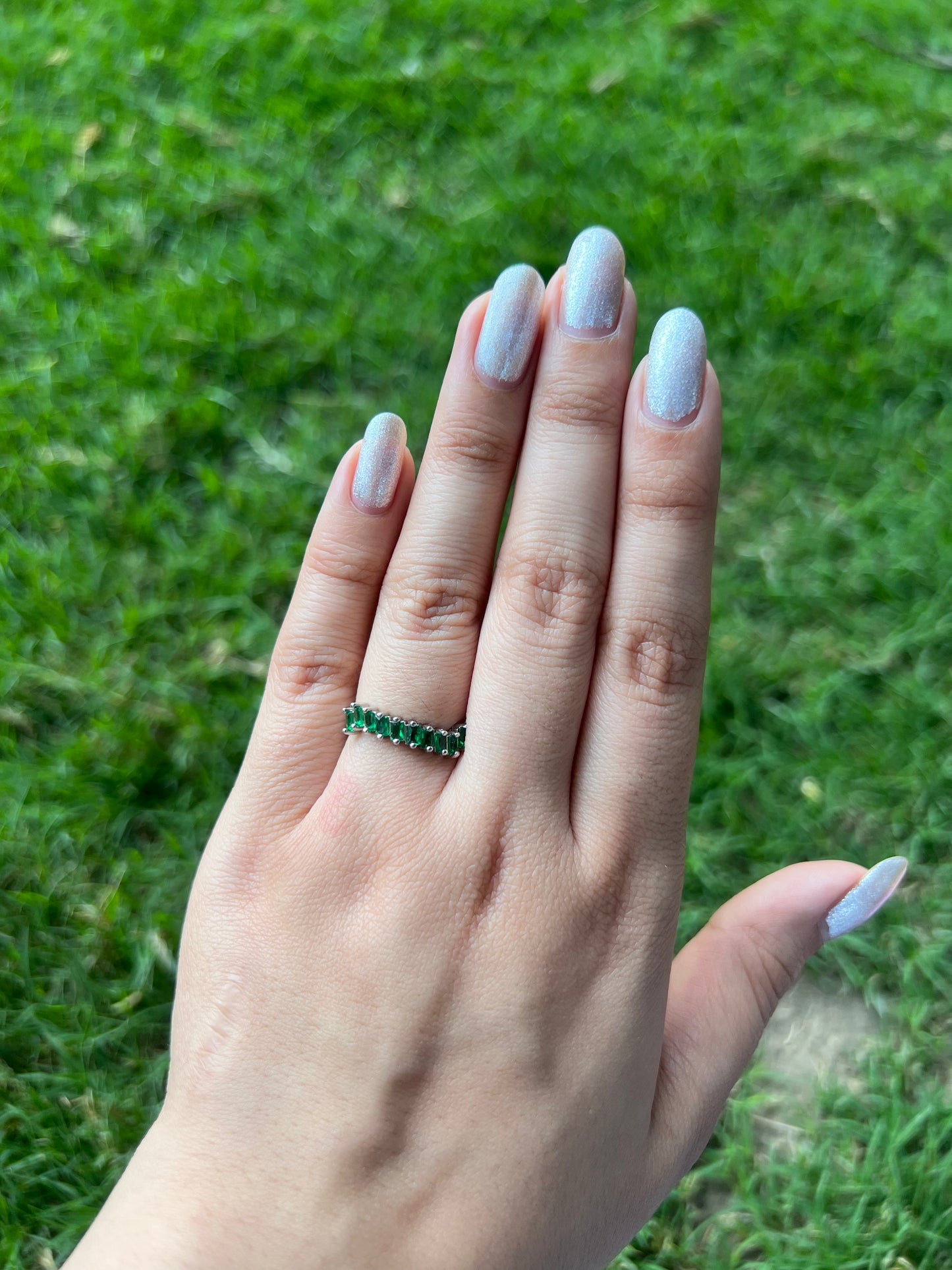 Silver Lined Green Ring