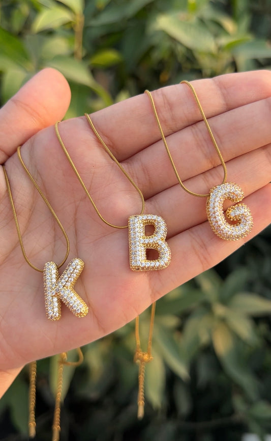 Rhinestone Studded Initial Bubble Pendant