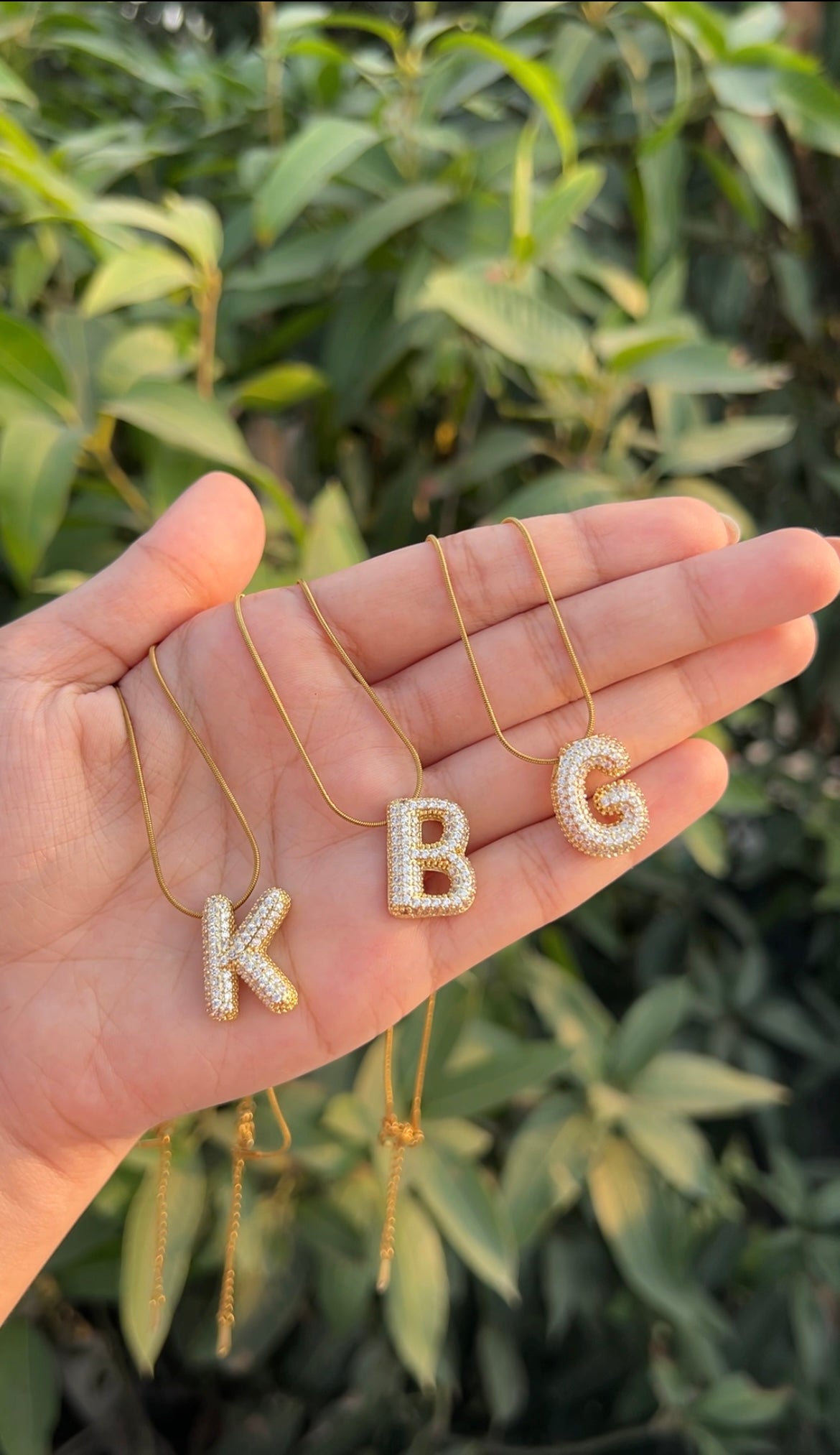 Rhinestone Studded Initial Bubble Pendant