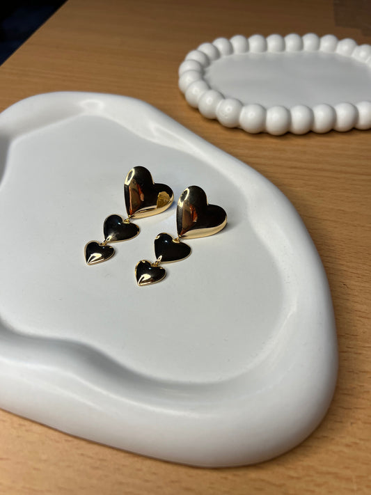 Triple Layer Heart Earrings