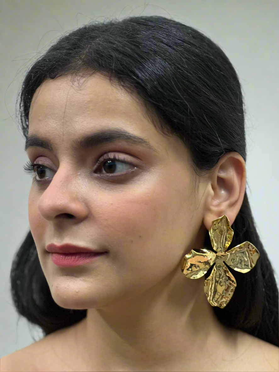 Gold Majestic Rose Earrings