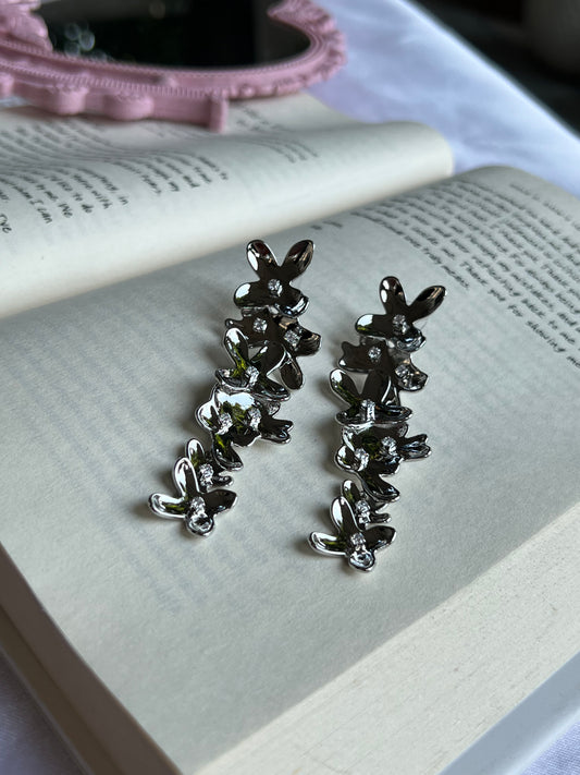 Enchanted Silver Petal Earrings