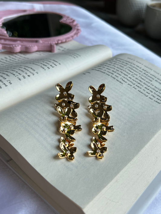 Enchanted gold petal earrings