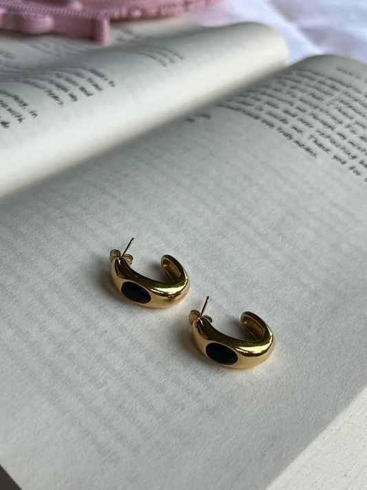 Black Studded Amara Hoops