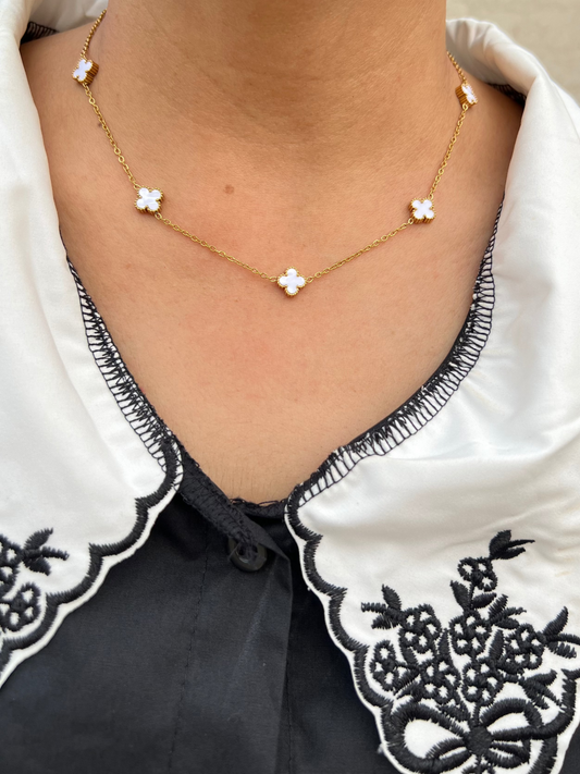 Mini White Clover Necklace