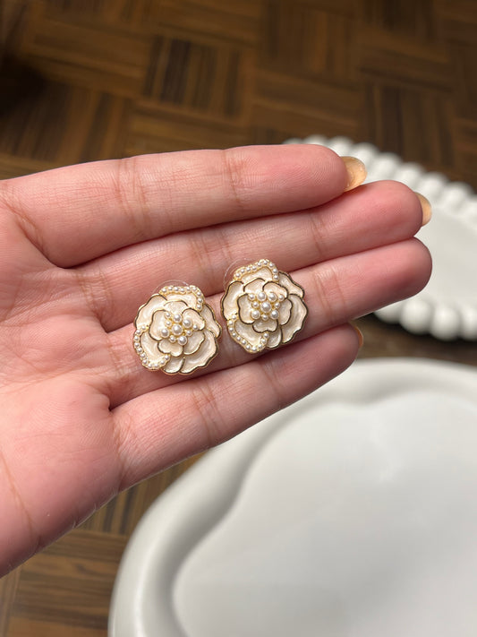 White Rose Earrings