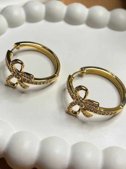 Golden Bow Hoops