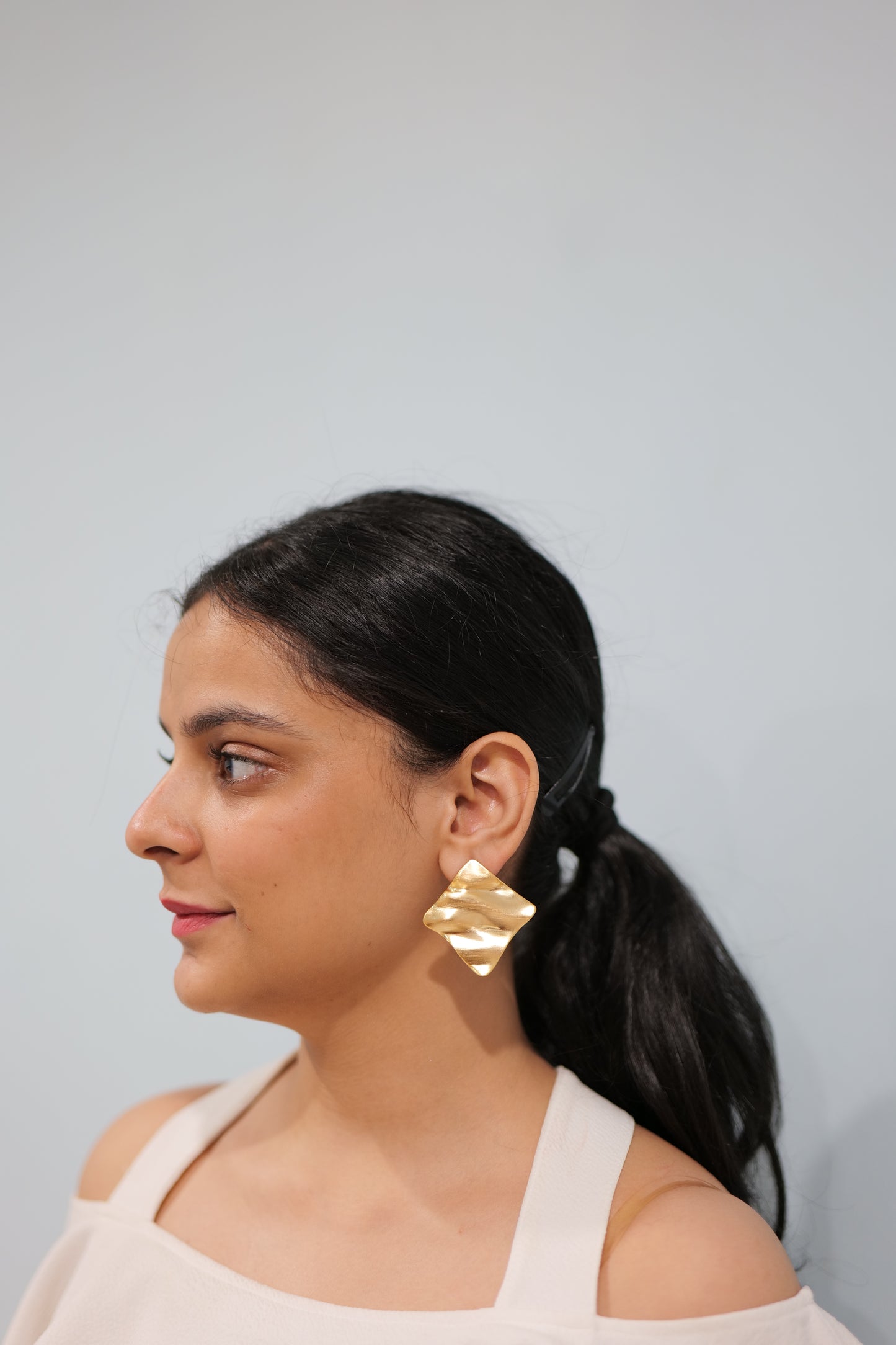 Textured Retro Square Earrings