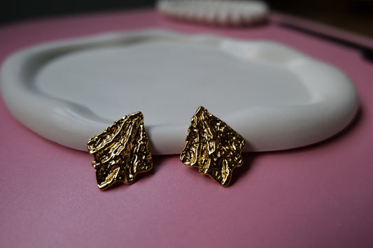 Elora Textured Square Earrings